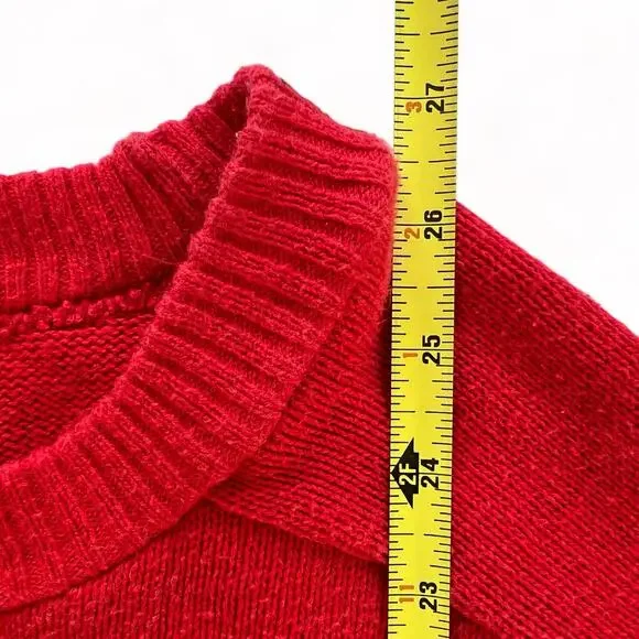 Vintage Knit Champion Crewneck Sweater Red USA Made Solid Unisex L 80s 90s - Picture 8 of 9